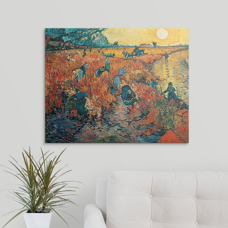 «Red Vineyard at Arles, 1888» par Vincent Van Gogh - reproduction, H 16 po x l 20 po x P 1,5 po, Toile