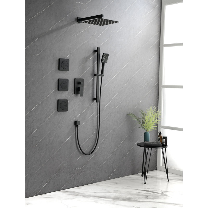 Robinet de douche inverseur complet avec valve brute, Noir mat