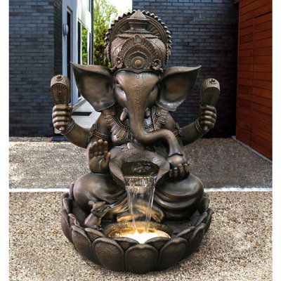 Fontaine Ganesha en résine avec lumière