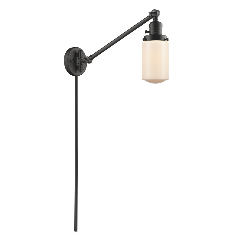 Saroyan Plug-in Swing Arm Sconce, 60 Watt Vintage Incandescent Bulb, Matte White, Oil Rubbed Bronze