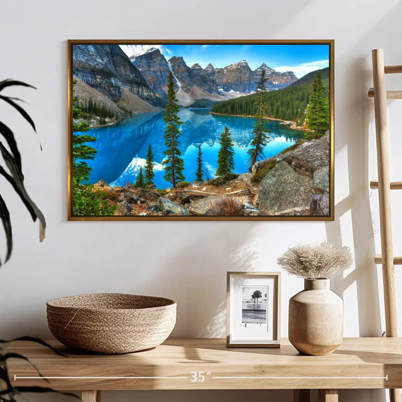 Moraine à Banff, Cadre flottant doré, 25 po x 17 po