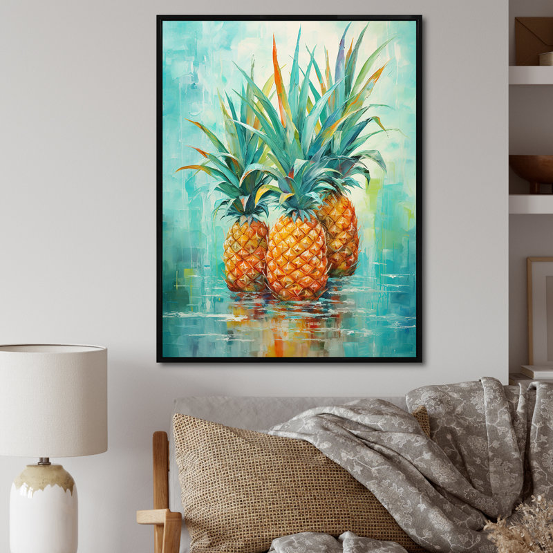 Oasis exotique sur toile, H 32 po x l 16 po x P 1 po, Cadre flottant noir