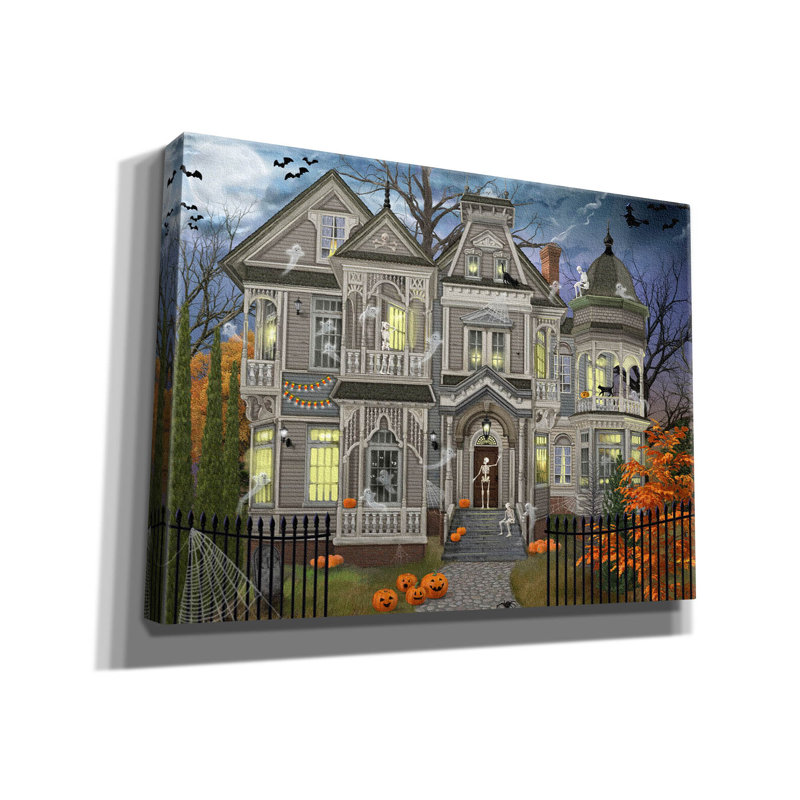 «Halloween House» par Bigelow, illustrations sur toile, H 40 po x l 54 po x P 1,5 po