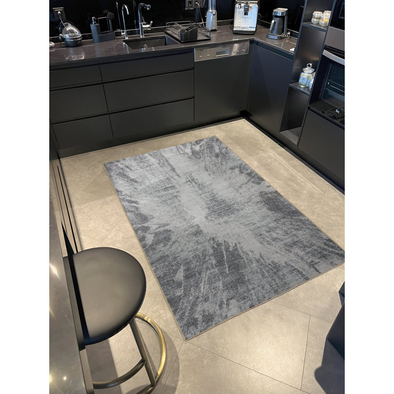 Tapis décoratif moderne à motif abstrait gris, Rectangle 4 pi 11,06 po x 9 pi 10,11 po