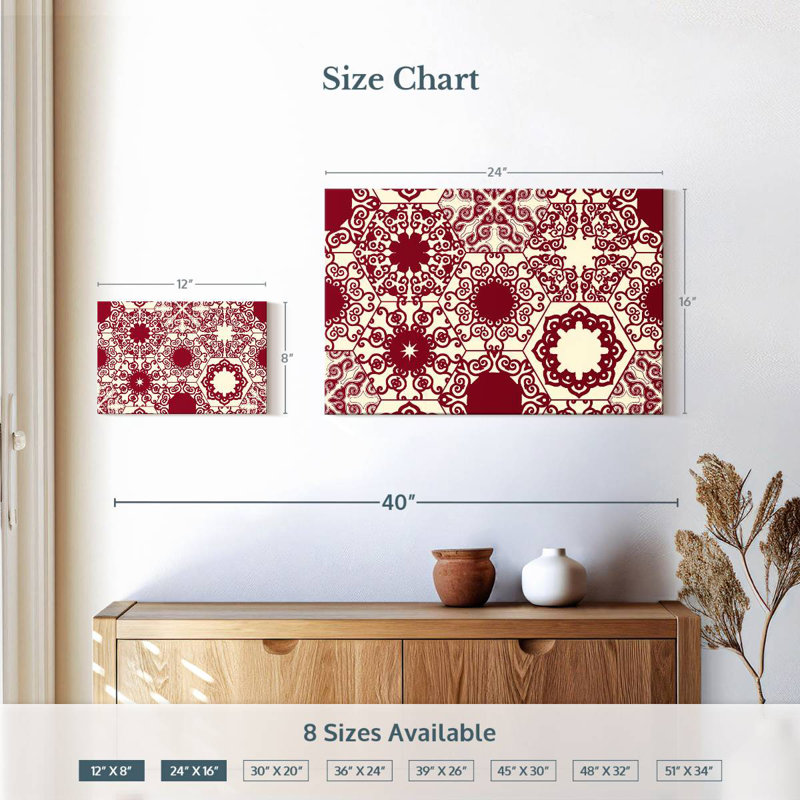 Motifs hexagonaux rouges Kerner, H 16 po x l 24 po