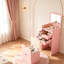 Ensemble de meuble-lavabo 3 en 1 avec miroir HD et 3 lumières DEL réglables, 2 tiroirs coulissants et tabouret de rangement caché, coiffeuse peu encombrante, rose-2038741845