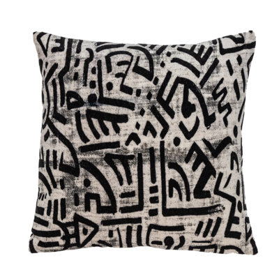 Coussin décoratif en velours noir et blanc