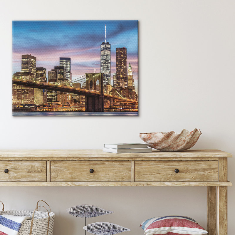 New York Manhattan Brooklyn Bridge - No Frame Print on Canvas, 30cm H x 40cm W x 2cm D