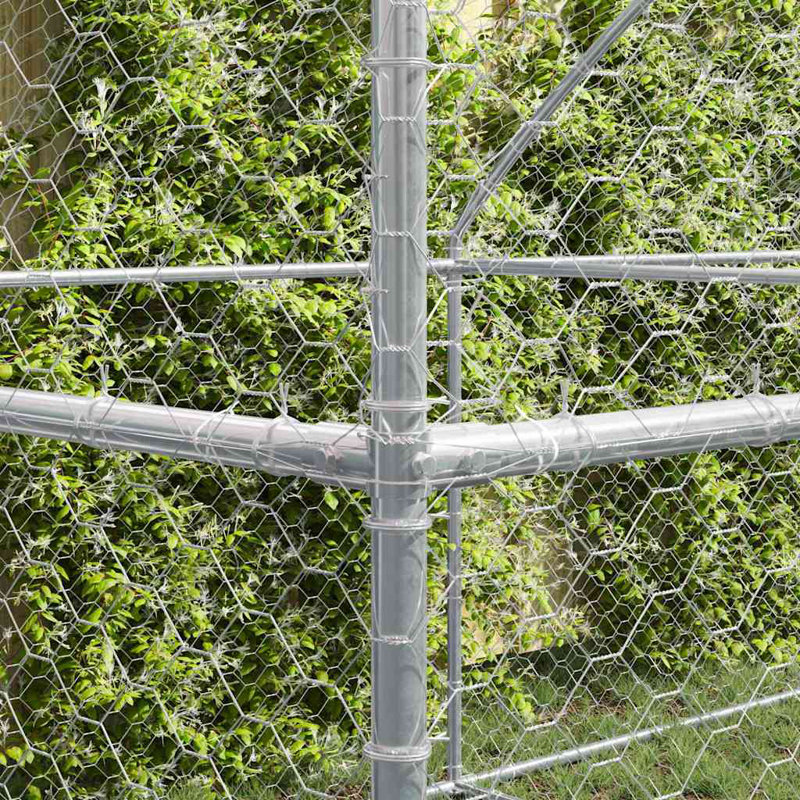 vidaXL Dog Kennel 3 pcs Silver 19.69 x 6.56 x 6.56 ft Galvanised Steel
