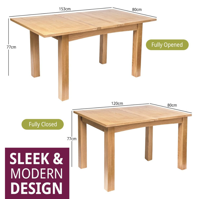 Extendable Oak Solid Wood Base Dining Table