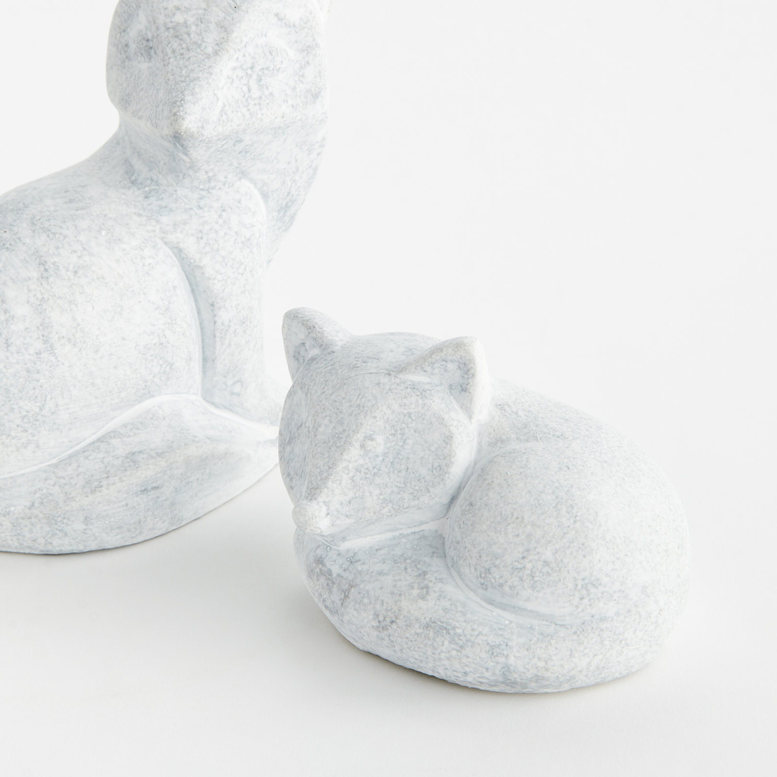Whitewash Concrete Fox Garden Sculptures
