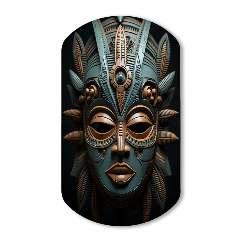 Masque tribal africain - art tribal africain en forme de cylindre, H 43 po x l 23 po x P 1 po