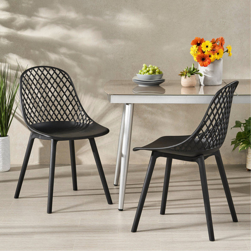 Outdoor Chair - Lily Chair Made Of Polypropylene With Weather- Finish, 33.67 In. Height, 21.16 Width In Black Stylish Look And Frame, 9.57 Lb Weight