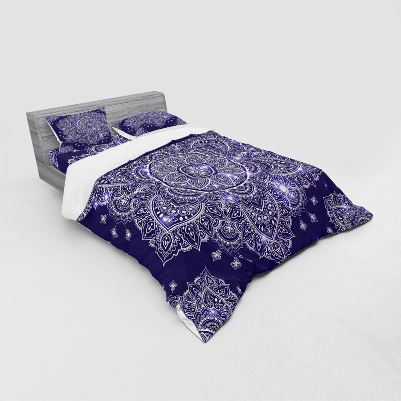 Ensemble de housse de couette éclectique lavande / bleu / indigo en microfibre