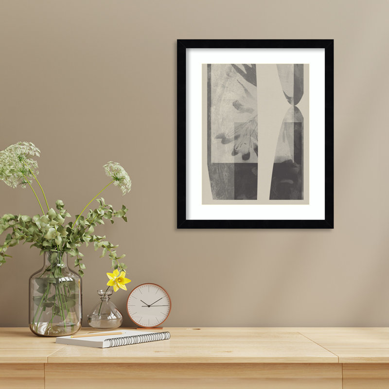 «Neutral Organic Shapes in taupe and White» partexor, impression d'art mural en bois, H 17 po x l 14 po