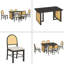 Ensemble de table de salle à manger 7 pièces pour table de salle à manger rectangulaire de 6 à 59,8 po avec placage de chêne vieilli et 6 chaises en rotin, mobilier de cuisine rustique pour la salle à manger-789455006