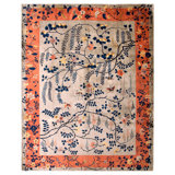 1920s Earth Tone Rust Antique Chinese Art Deco Rug 9' 0" x 11' 8" Wool Carpet