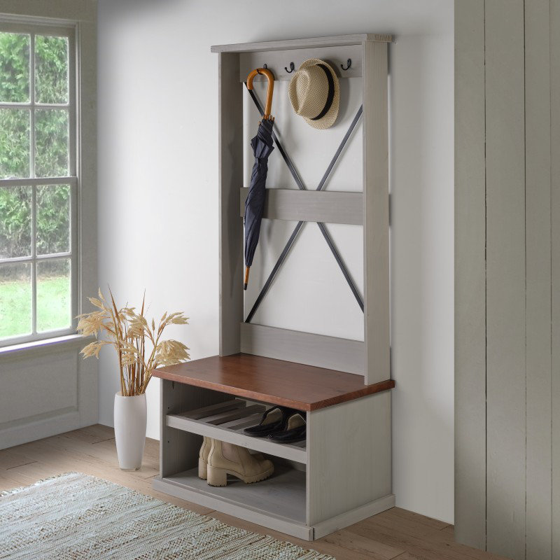 Hall Tree 80cm Wide, Grey
