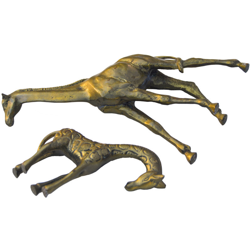 2 Piece Vintage Brass Giraffe Set