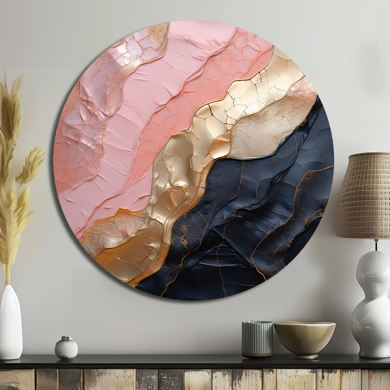 Dover - Reproduction d'art abstrait en métal rond, H 36 po x l 36 po