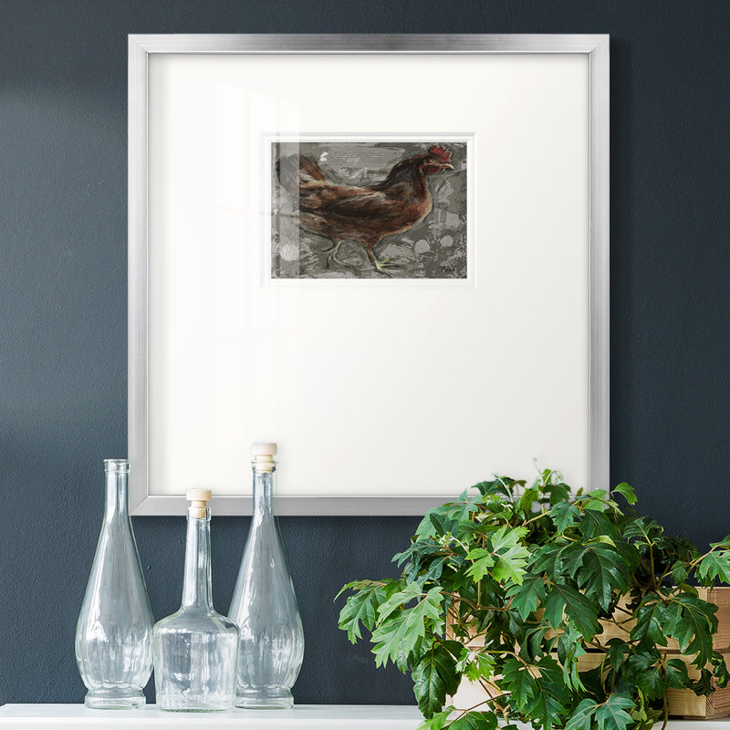 " Red Hen ", 17" H x 17" W x 1.25" D, Black Framed