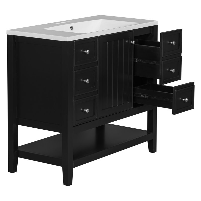 Ensemble de meuble-lavabo avec lavabo, Noir, noir, noir, noir