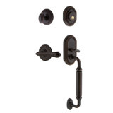 Nostalgic Warehouse Rope Rosette C Grip Handleset with Single Cylinder Deadbolt and Fleur Lever
