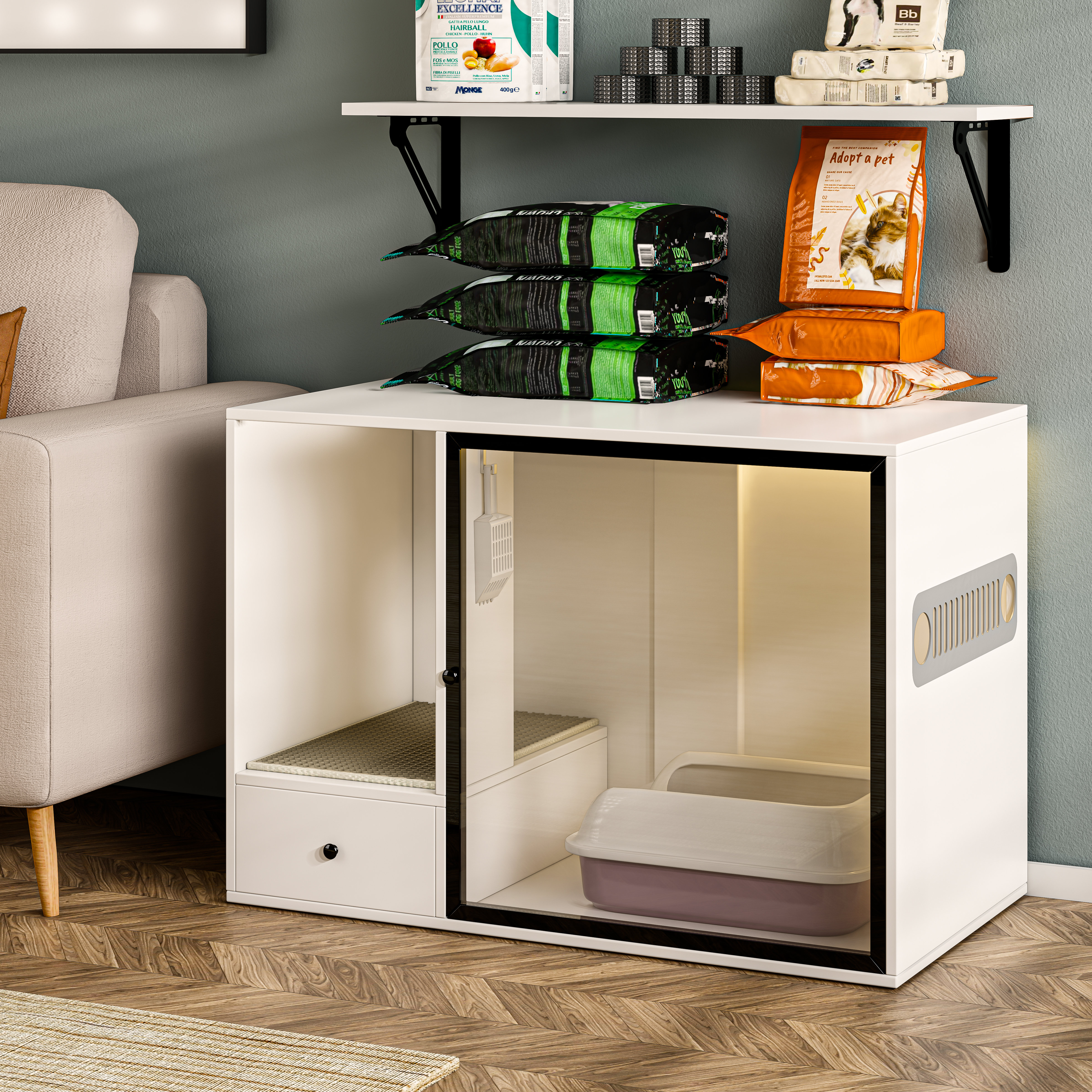 Box Cabinet Discreet Cat Litter Box Box Enclosure Cat Litter Room - Main Image