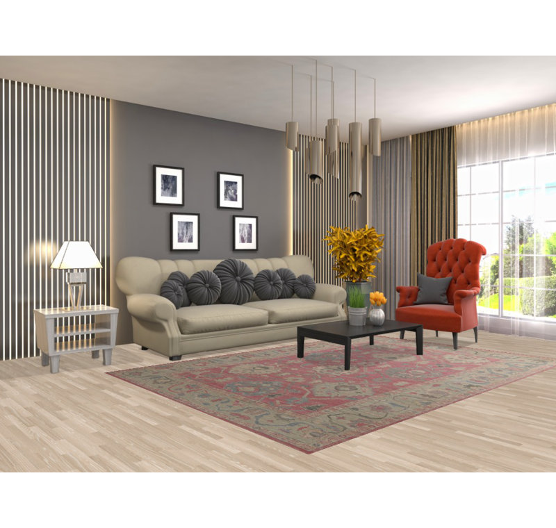 Tapis rose teint à la main Oushak 6 x 9