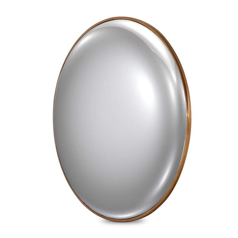 Iron Wall Mirror, Vintage Brass