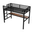 Lit mezzanine simple en métal noir avec prise de courant, DEL, bureau pour les jeux et les loisirs productifs, espace, réduction du bruit, cadre solide, station de charge, bricolage, protection, installation rapide