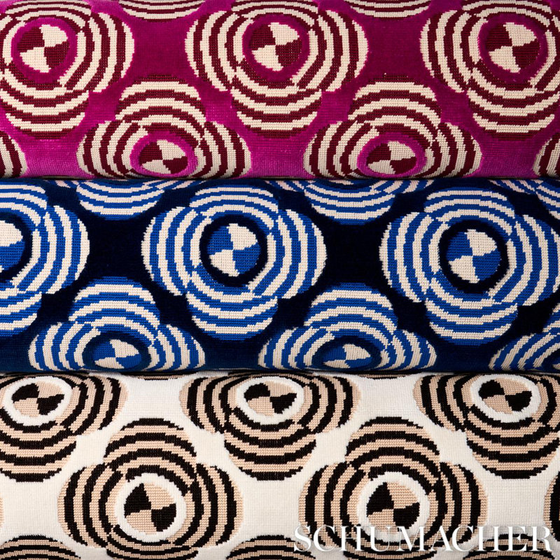 Schumacher x Johnson Hartig Le Moderne Cut Velvet Fabric, Cobalt
