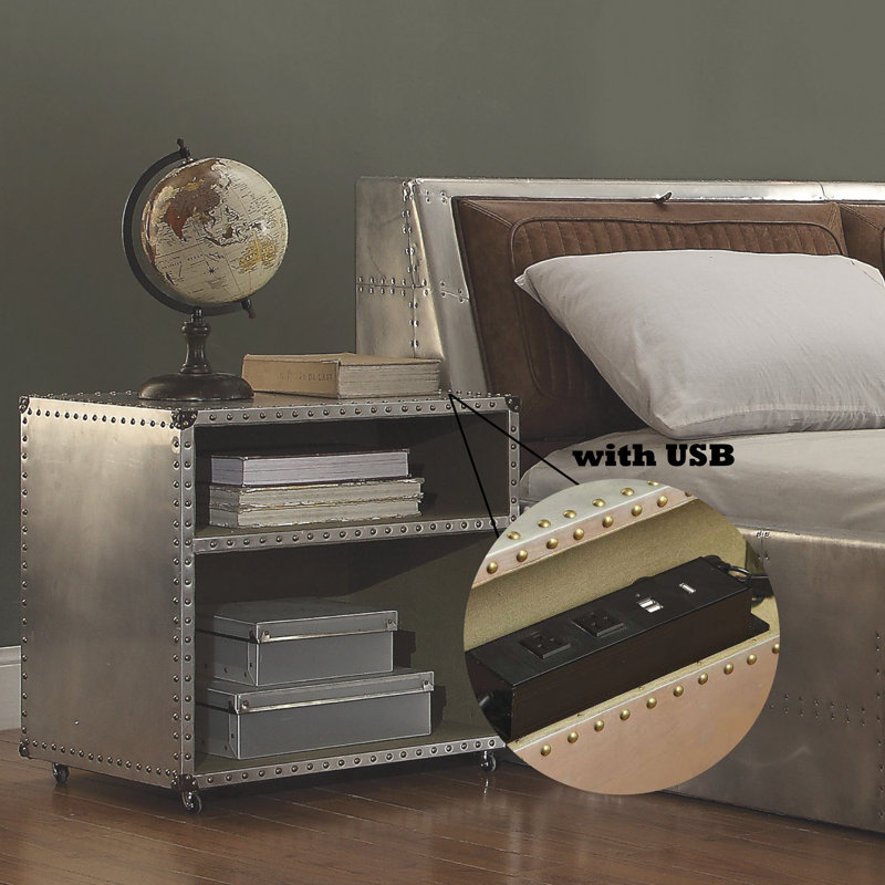 Brancaster Aluminum Nightstand W/USB