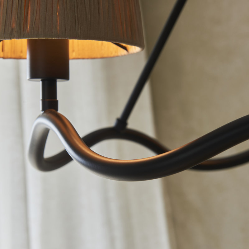 Wrangler 3lt Pendant light finished and Raffia, Matte Black