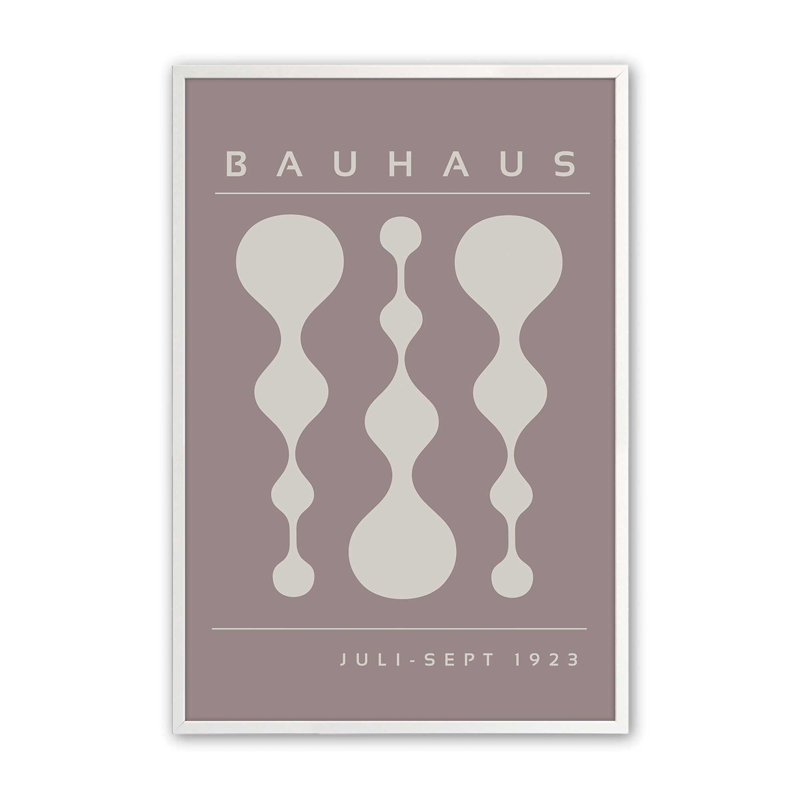 «Warm Taupe» rétro, affiche de Bauhaus II, H 37 po x l 25 po x P 1,25 po, Blanc opaque