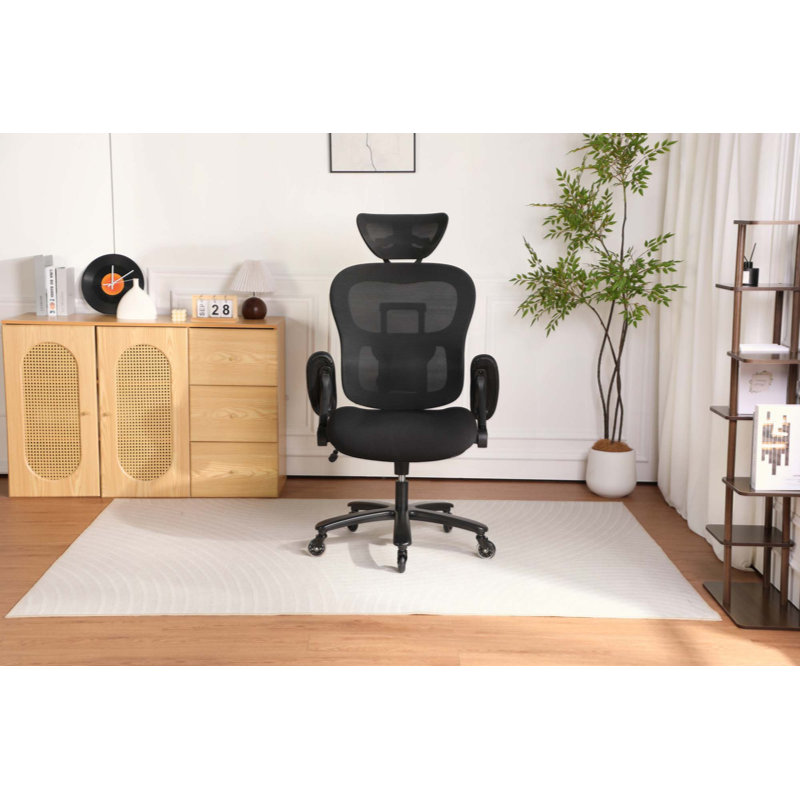 Chaise de bureau 500LBS grande et haute en filet respirant, chaise de jeu avec hauteur de dossier réglable et angle d'appui-tête et siège lombaire adaptatif, chaise de bureau d'ordinateur de direction avec accoudoirs relevables en 2 dimensions