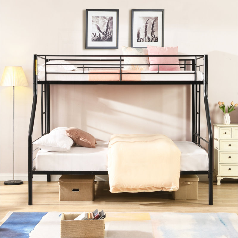 Lit superposé simple au-dessus d'un lit double, aucun sommier nécessaire, grand rangement sous le lit, assemblage facile