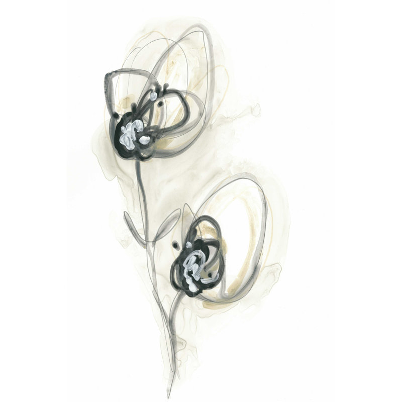 Étude florale monochrome, H 12 po x l 8 po