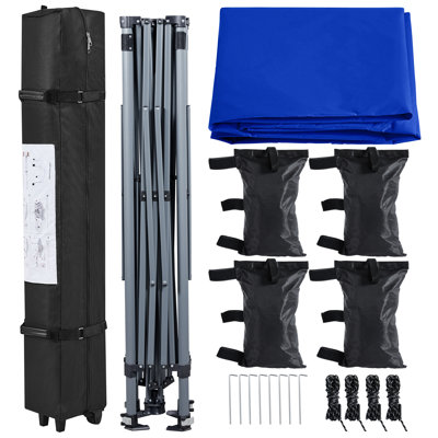 Metal Pop-Up Canopy with One-Push-To-Lock Setup Mechanism