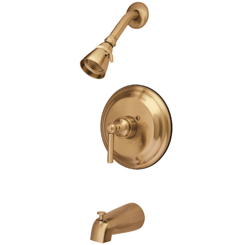 Kingston Brass Elinvar Single-Handle Pressure Balanced Tub and Shower Faucet, Polished Brass