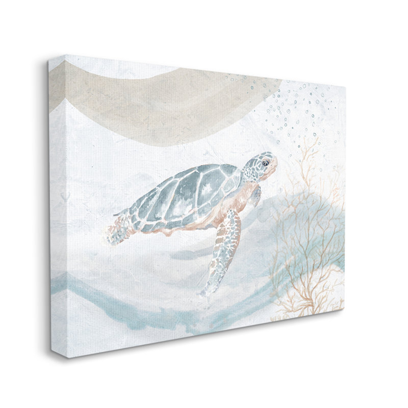 Tortue de mer à la dérive, atmosphère sereine de l'océan par Patricia Pinto - Peinture, Toile tendue