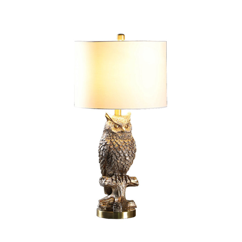 27.5" Silver Owl On A Branch Resin Table Lamp