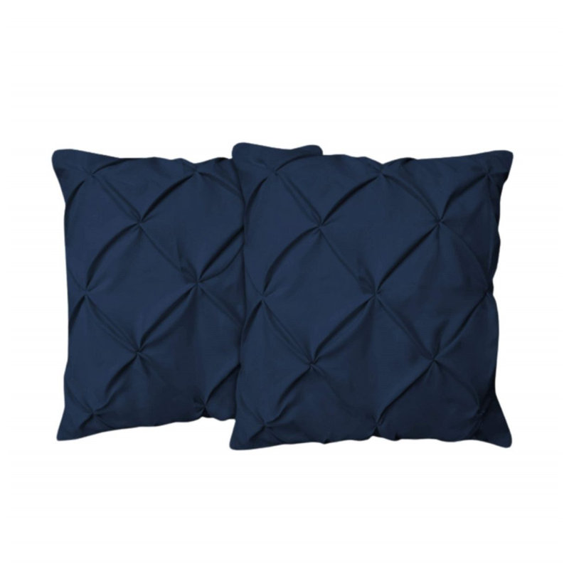400TC Cotton Pintuck Sateen Solid Euro Sham, 20"H x 20"W, Navy Blue