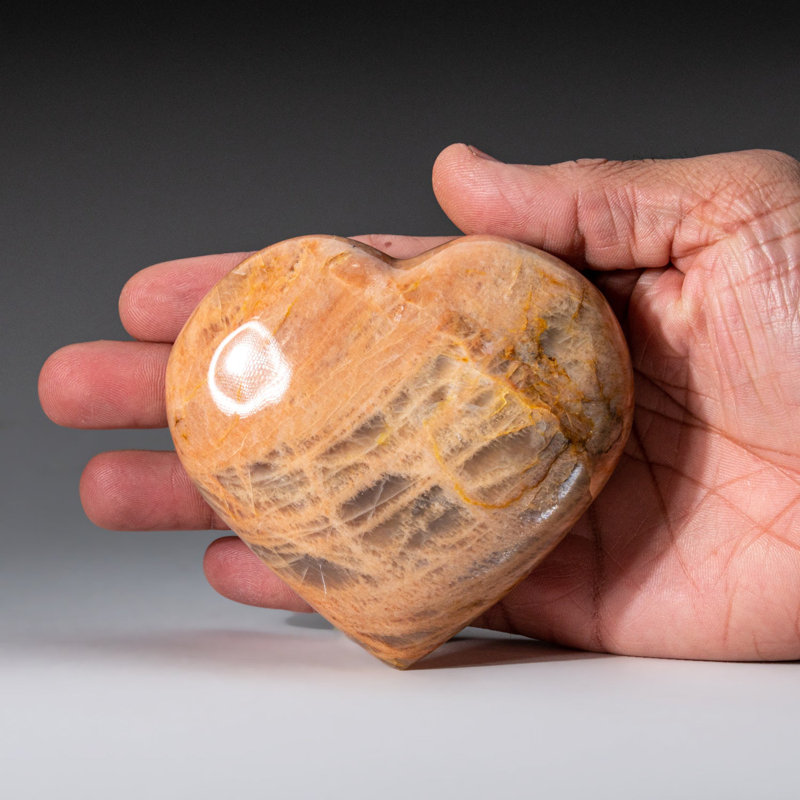 Peach Moonstone Heart Sculpture