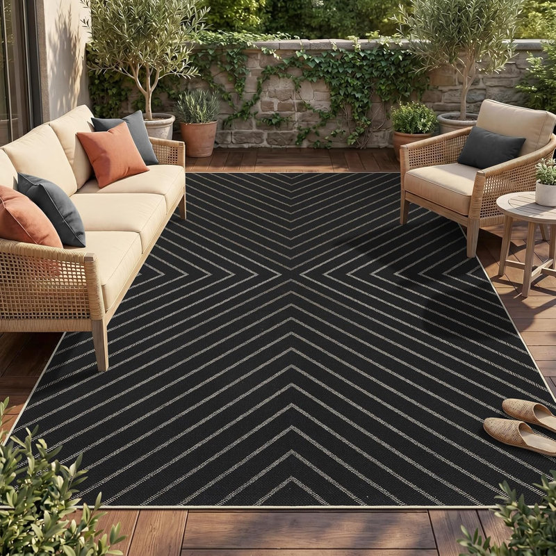 Tapis linéaire lavable pour l'intérieur et l'extérieur, 5*7ft(Black)