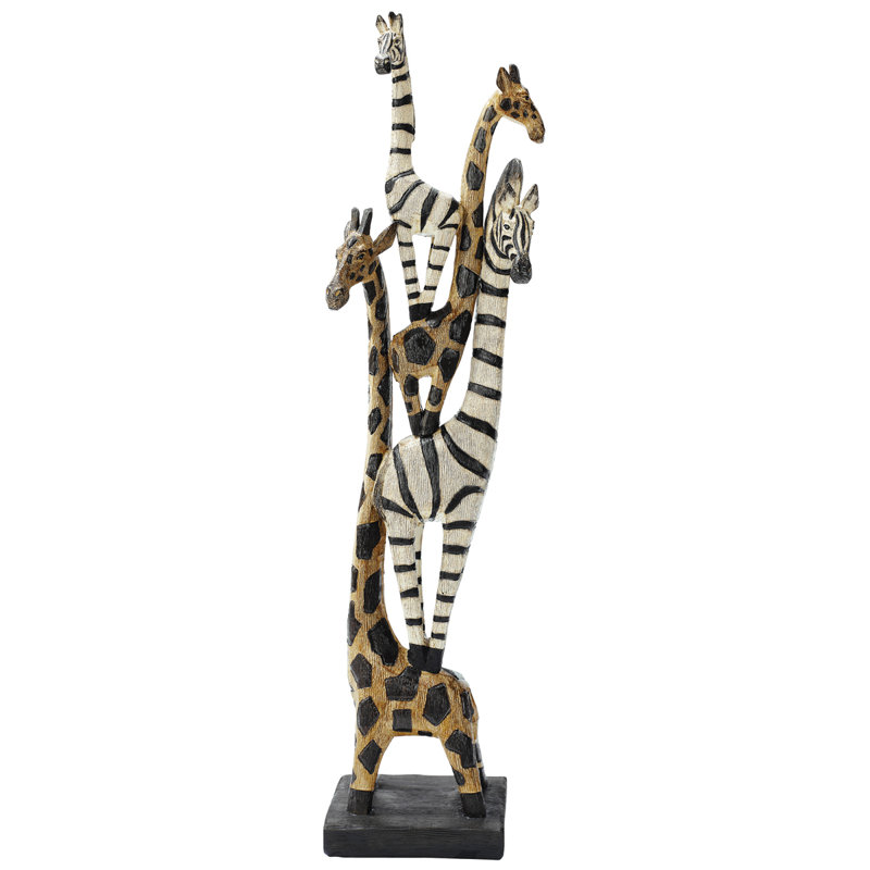 Figurine zèbre et giraffe menagerie africain totem
