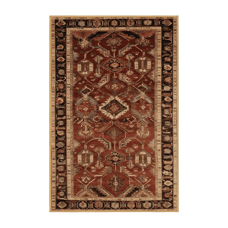 Tapis brun turc lavable à la machine, Rectangulaire 3 pi x 5 pi