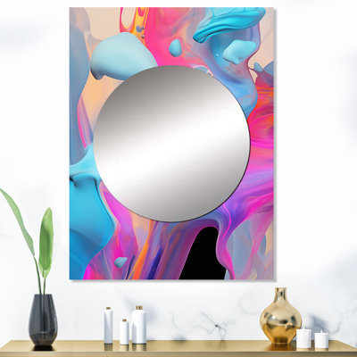 Pink And Blue Paint Fusion V - Abstract Mirror Wall Decor MTMIR137579