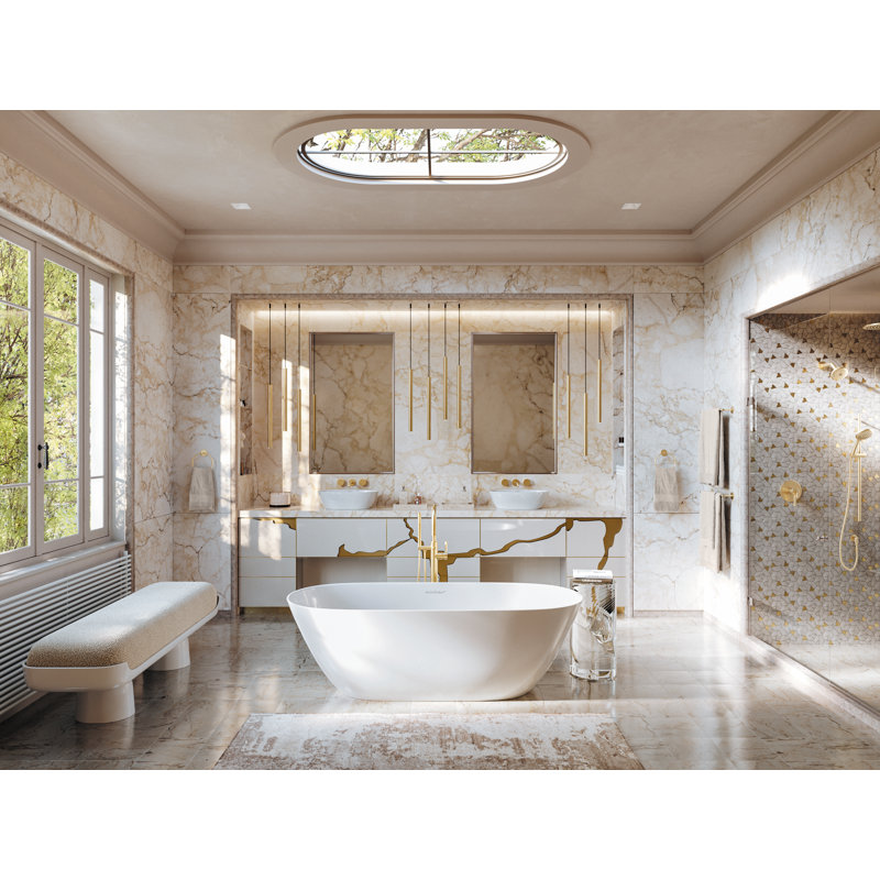 Lussari 70" x 30" Freestanding Soaking Bathtub, Matte White