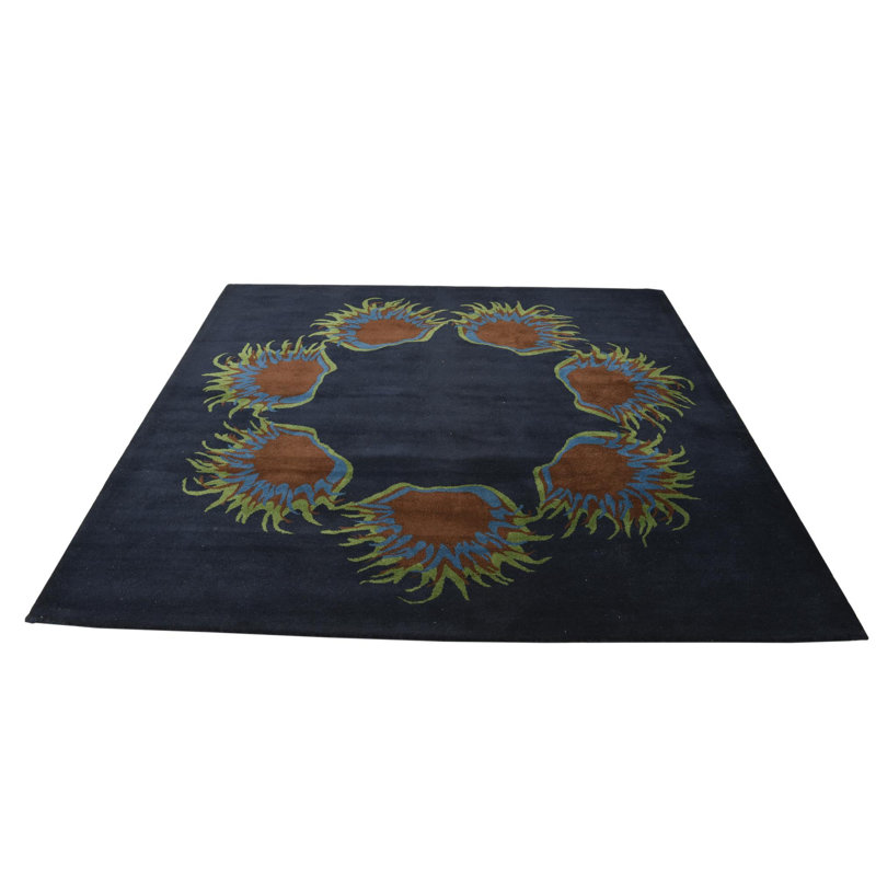 Tapis carré bleu marine Myrick